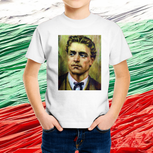 Детска бяла патриотична тениска -Васил Левски