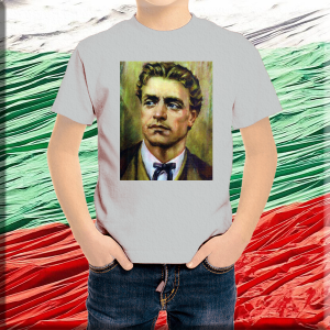 Детска сива патриотична тениска -Васил Левски