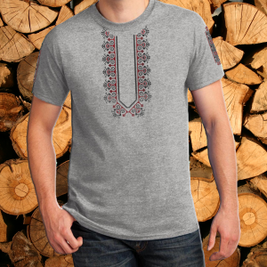 Мъжка сива тениска с народни мотиви