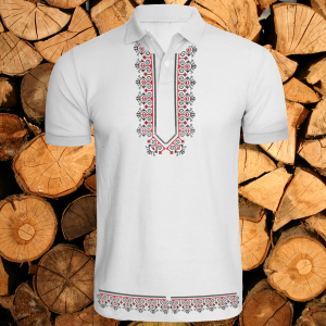 Мъжка тениска тип " поло "  с народни мотиви.