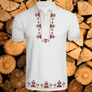 Мъжка тениска тип " поло "  с народни мотиви.