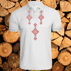 Мъжка тениска тип " поло "  с народни мотиви.