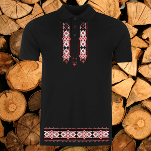 Мъжка тениска тип " поло "  с народни мотиви.