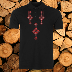 Мъжка тениска тип " поло "  с народни мотиви.