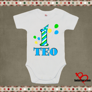  Бебешко боди- Първи рожден ден ( име на вашето бебе)