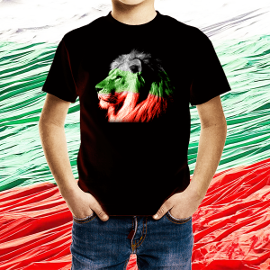 Детска черна патриотична тениска - Лъв 