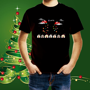 Детска коледна тениска Къщи