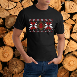 Мъжка черна тениска с фолклорни мотиви