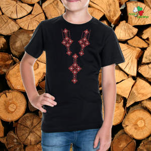 Детска черна тениска с народни мотиви