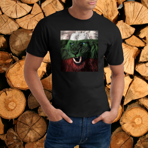 Тениска мъжка черна - Лъв- бяло зелено червено.