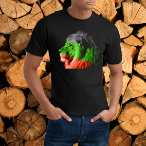 Тениска мъжка черна - Лъв- бяло зелено червено.