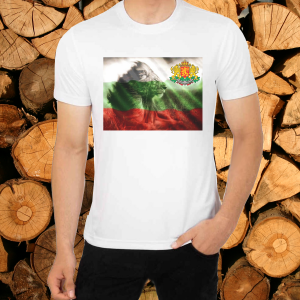 Тениска мъжка бяла - Знаме- бяло зелено червено.